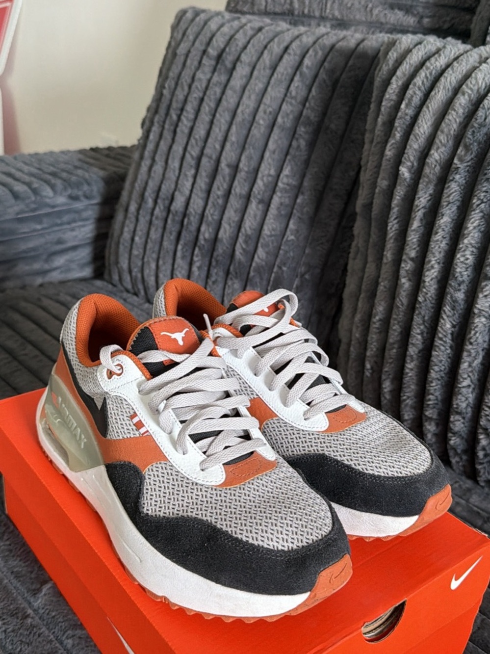 Nike Grey and Orange Retro Runner Sneakers